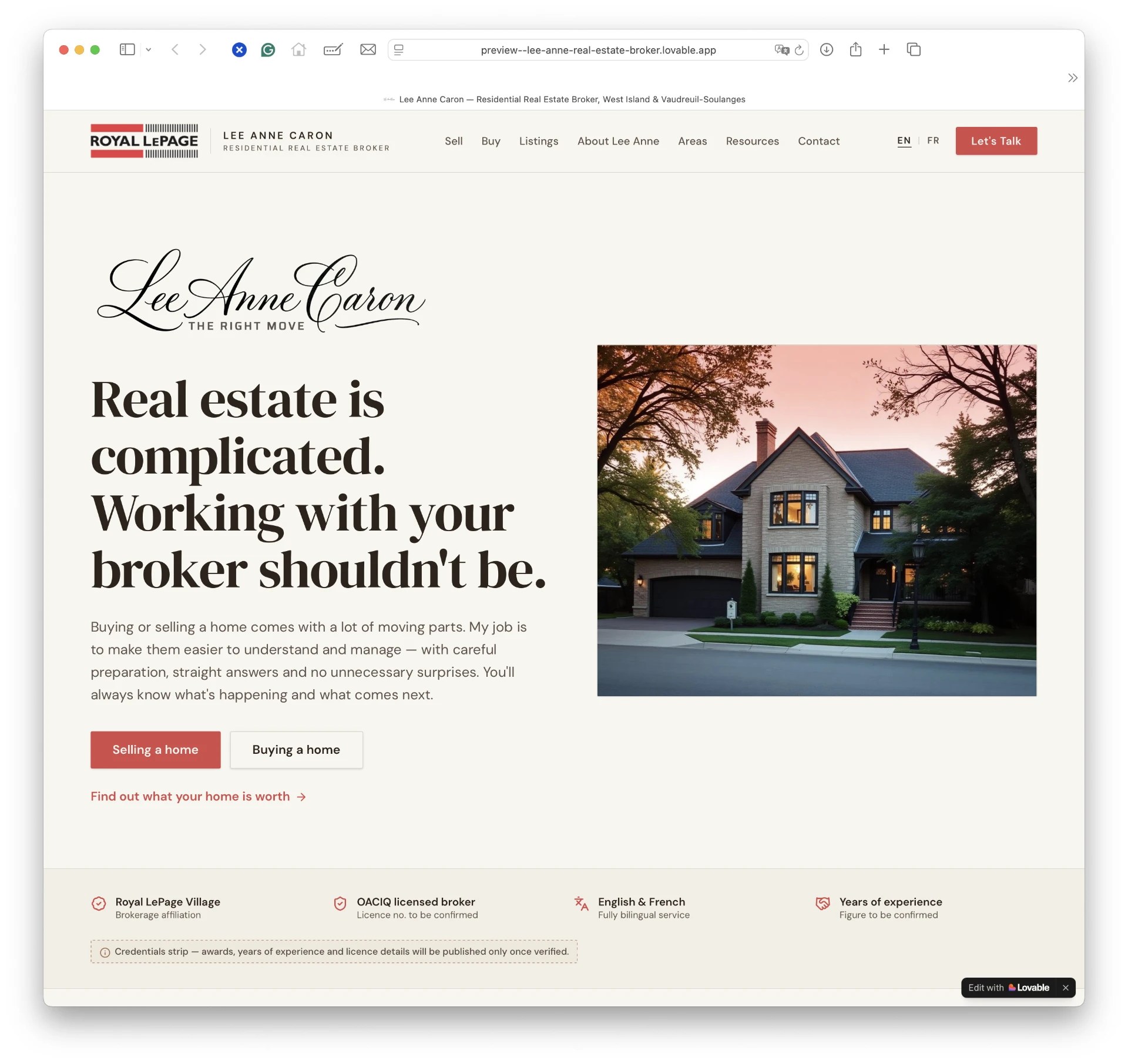 Website after the redesign