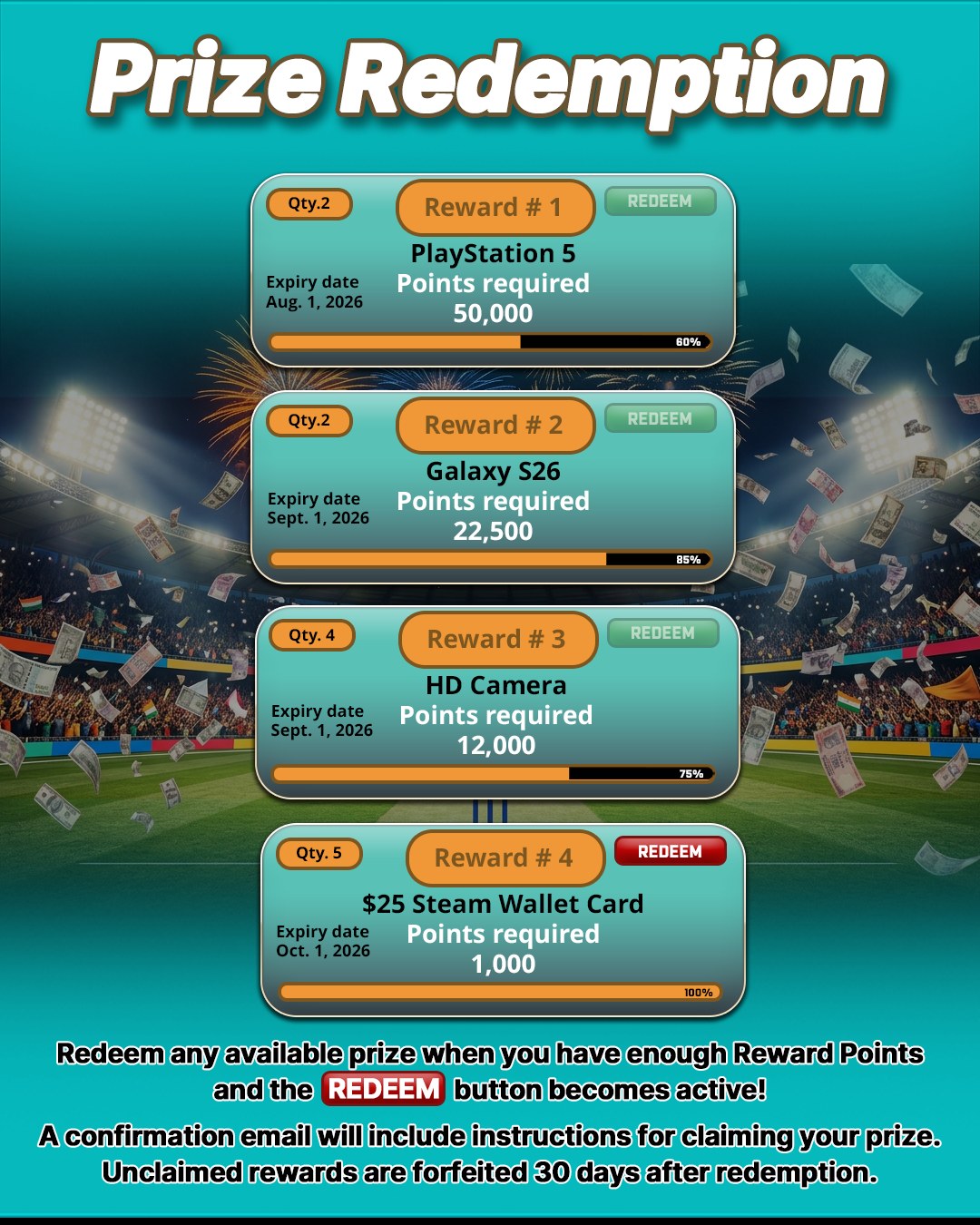 QuickWicket prize redemption graphic